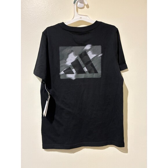 NWT Adidas SS Blurred Camo Tee Black - Kids Small (8) - Picture 2 of 4